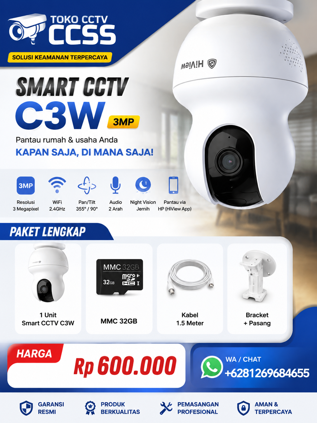 Smart c3w 3MP ori + MMC32